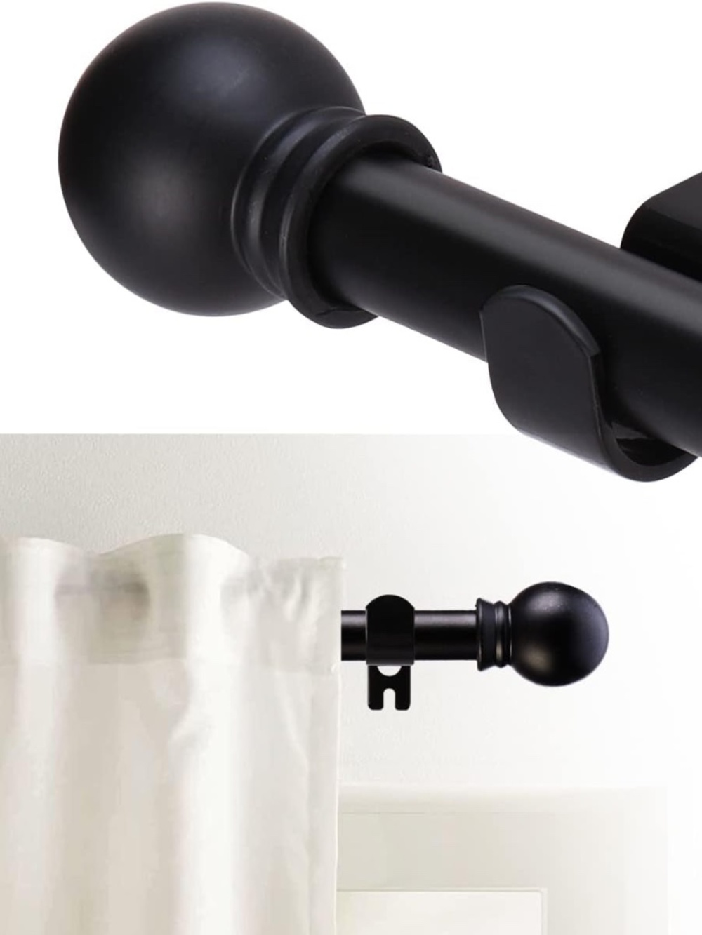 Curtain Rods for windows 32-48 inch, 5/8 inch Decorative Curtain Rod Set